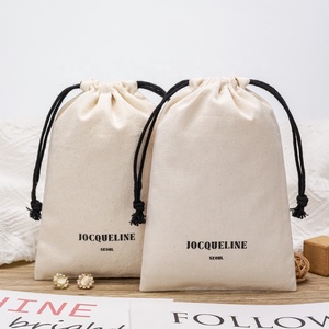 Sacchetti personalizzati in cotone con coulisse borsa riutilizzabile Eco Friendly in bianco piccola borsa con coulisse in cotone organico con Logo - Product Image 3