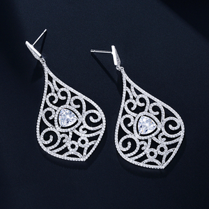 Pendientes colgantes de platino de aniversario impresionantes RAKOL EP2249 para mujer - Product Image 4