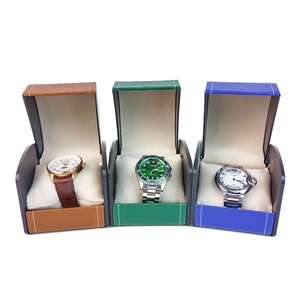 Hot Selling Wholesale PU Leather <b>Watch</b> Box Flip Top Pillow Insert Economical <b>Watch</b> <b>Case</b> Custom Logo Low MOQ Gift/Retail Use - Product Image 3