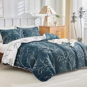 Juego de funda nórdica de microfibra con patrón de ramita con impresión Digital personalizada, ropa de cama de poliéster 100% con 2 pastilleras - Product Image 2