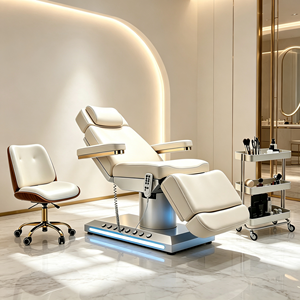 Lit de beauté électrique à 3 moteurs, fauteuil de beauté réglable, base argentée, lit de massage pour soins spa - Product Image 2
