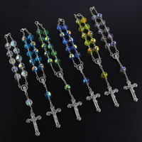 Chapelet de perles de cristal multicolore de haute qualité avec chapelets chrétiens Maria collier en métal Bracelet de perles de verre 10MM