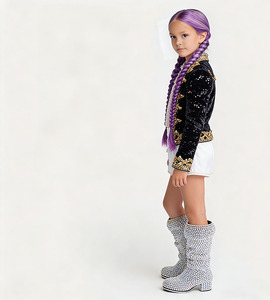 <span class=keywords><strong>Costume</strong></span> da <span class=keywords><strong>Bambino</strong></span> K-pop con Paillettes, Stile Cacciatore di Demoni, Nero e Oro, per Spettacoli, Danza, Halloween e Talent Show - Product Image 2