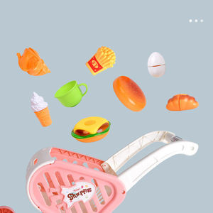 Carrito <span class=keywords><strong>de</strong></span> compras azul para bebé, juguetes <span class=keywords><strong>de</strong></span> supermercado con verduras, frutas y verduras - Product Image 5