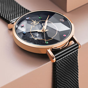 <span class=keywords><strong>Montre</strong></span> pour <span class=keywords><strong>femme</strong></span> tendance en alliage de haute qualité SK, avec cadran bleu en quartz, strass en moissanite, bracelet en maille milanaise tendance - Product Image 3