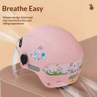 Nouveau casque de moto demi-coque pour enfants avec visière transparente, léger en ABS, respirant, certifié 3C pour les trajets en scooter et la conduite urbaine