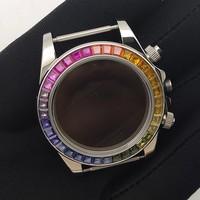 Cassa per Orologio in Acciaio Inossidabile da 40mm con Vetro Zaffiro e Diamanti Colorati, Parti per Modifica Orologi Compatibili con Movimento al Quarzo VK63