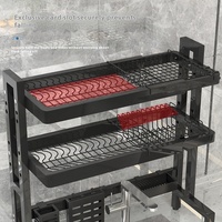 Support de rangement pour évier de cuisine en métal réglable en longueur de haute qualité Double pour l'organisation de la vaisselle