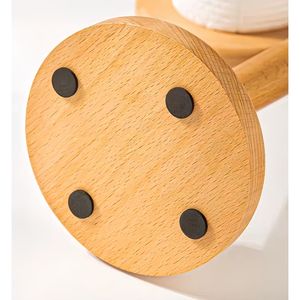 Porte-serviettes en papier sur pied en bois naturel moderne Porte-rouleau d'accessoires de cuisine pour la décoration de la table à manger Support de rangement - Product Image 4