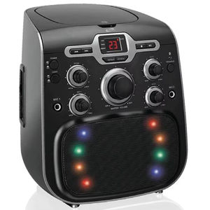 Enceinte Bluetooth portable avec lumières musicales LED, lecteur de CD, sortie 3W, prises AV RCA, adaptateur secteur, 12,8x10,5x9,8 pouces - Product Image 1