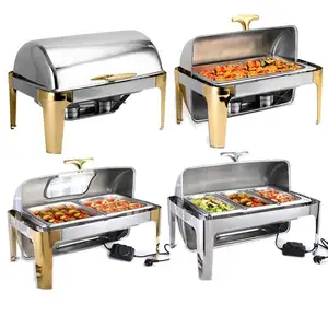 Luxury Buffet Chafing Dish In Dubai Stainless Steel chef 9 Litre Food Warmer Gold And Silver Chafer Dish Buffet Chaffing Dishes