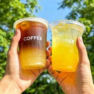 Vasos de Plástico PP PET Desechables con Logotipo Personalizado, Impresión Digital PM, para Boba, Smoothie, Milkshake, Café, Té de Burbujas, con Tapa - Product Image 1