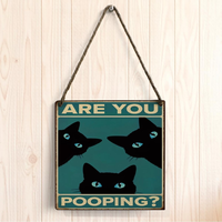 Décoration de porte, chat en bois à suspendre, chat noir, pendentif décoratif créatif pour la maison, les hôtels, les restaurants, articles de décoration intérieure