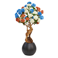 Pohon Bunga Salju Buatan Mewah, Bonsai Hydrangea Realistis dari Fiber Glass untuk Dekorasi Pernikahan, Taman, dan Lanskap Hotel