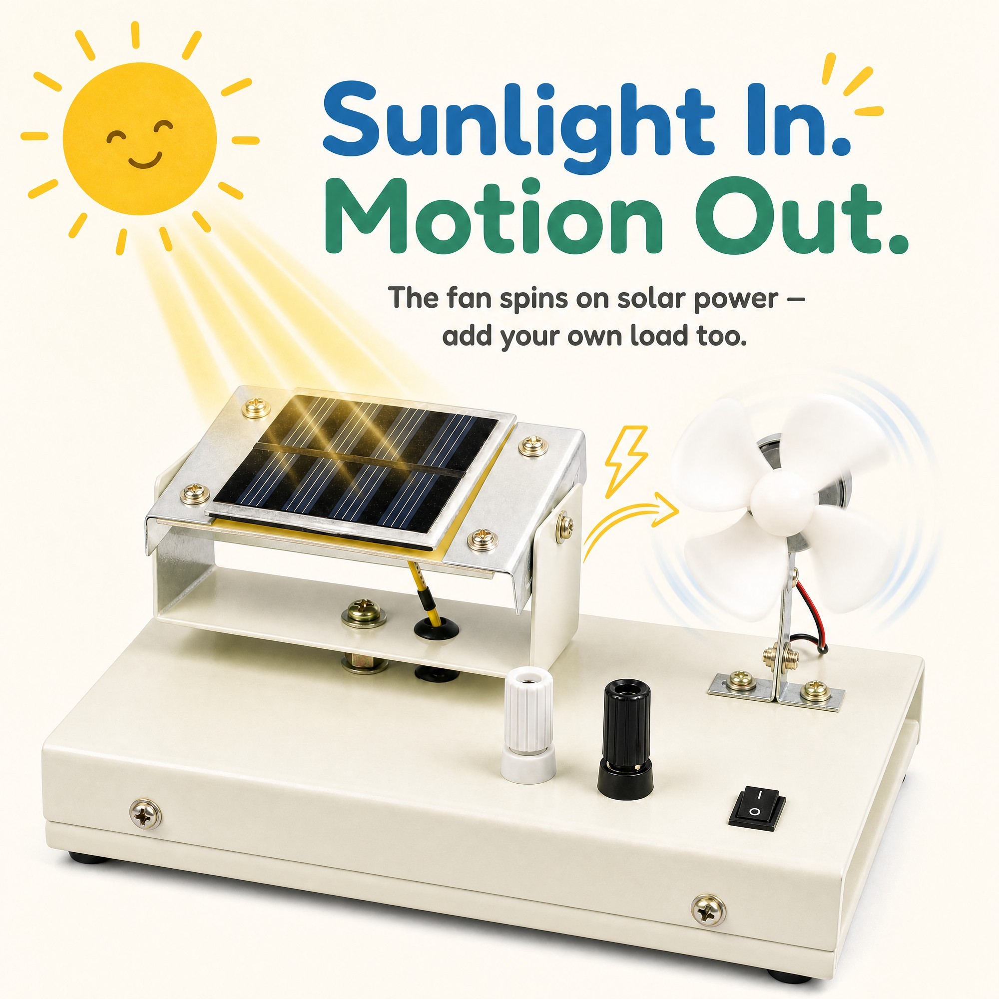 Solar Energy Demonstrator Solar Cell Kit Photovoltaic Panel Mini Motor Fan Output Terminals External Load Renewable Energy Lab · image 2