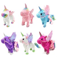 Jouets en peluche électriques licorne à succès, licorne qui marche, célébrité chantante, jouet en peluche électrique qui secoue la corde, poupée en peluche électrique pour enfants, cadeau