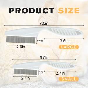 Peigne multifonctionnel 2 en 1 en acier inoxydable pour l'élimination des taches de poils longs Peignes de traitement contre les puces pour animaux de compagnie Universel - Product Image 3