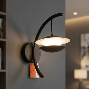 Modern Black Metal Wall Lamp Round Acrylic Shade 3500K Warm White LED Anti-Glare for Living Room Lumetal Vietnam - Product Image 2