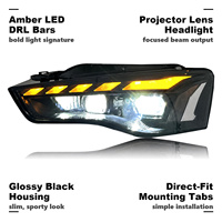 Ensemble de phares LED pour Audi A5 2012-2016, phare avec lentille, feux de jour et clignotants, pièces automobiles en promotion