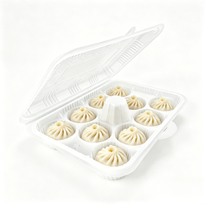 Bandeja de 10 compartimentos para Xiaolongbao con tapa, tipo concha, para llevar, contenedor desechable de PP para Shaomai, dumplings al vapor y dim sum - Product Image 1