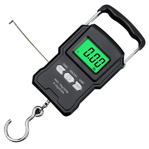Balance de poids pour bagages Balances de <span class=keywords><strong>poisson</strong></span> Peseuse de valise numérique avec crochet, 165lb/75kg avec ruban à mesurer (B07) - Product Image 1