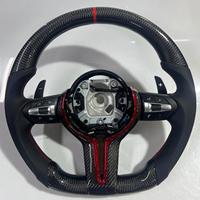 Volant de voiture M Sport en fibre de carbone à fond plat avec bande rouge pour BMW F10 F11 F20 F21 F22 F30 F31 F32 F80 F82 M3 M4 F82 M4
