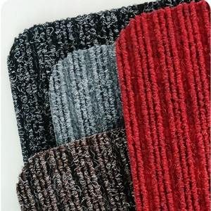 TPE Anti Slip Doormat Striped Polypropylene Carpet Absorbent Wear Resistant Machine Washable Entrance Mat Rectangle Grey Wine - Product Image 1