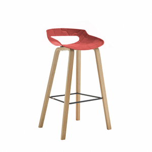 Taburete de Bar Nórdico de Madera Maciza con Asiento Geométrico Negro y Patas de Roble, Silla <span class=keywords><strong>Alta</strong></span> Moderna para Hogar, Bar, Hotel, Comedores, Ajustable y Giratoria - Product Image 4
