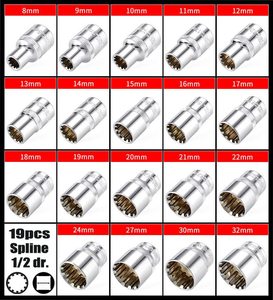 High Torque 8-32mm <strong>Spline</strong> Socket <strong>Set</strong> 1/2" Drive Universal Metric 8-32mm 12-point Cr-V Socket <strong>Set</strong> 19pcs - Product Image 5