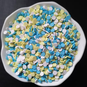 1 kg de paillettes pour slime artisanal, tranches de polymère bleues, jaunes, blanches, rondes, en forme de chips, de cercles, de points, de confettis, mélange de paillettes en argile polymère - Product Image 1