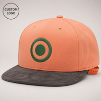 Casquette de baseball personnalisée à visière plate couleur pêche, 6 panneaux, snapback, visière en daim brodée, réglable, pour le sport, vente en gros, OEM, faible MOQ