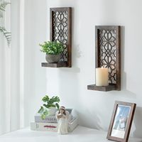 Étagères murales flottantes multifonctionnelles en bois brun rustique de style moderne vintage, design vertical, appliques murales pour salon et cheminée