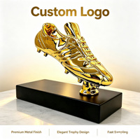 Trofeo de Bota de Oro Personalizado para el Jugador Más Valioso, Trofeo de Metal Brillante con Base Grabable para Premio Anual de Fútbol