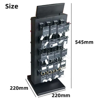 Support de présentation rotatif double face en métal pour bijoux, boucles d'oreilles et accessoires de téléphone, idéal pour les magasins de détail modernes.