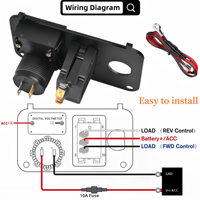 Panel de Control para Carro de Golf, 9V-48V DC, Interruptor de Avance y Retroceso, Toma USB, Voltímetro, Panel Integrado para EZGO TXT PDS Golf