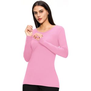 FOXA Women <b>Long</b> <b>Sleeve</b> <b>Undershirt</b> Crew Neck 100% Cotton Breathable Comfort Tee For Scrubs - Product Image 6