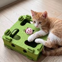 Mainan Kucing Penghilang Kebosanan, Alat Interaktif Puzzle Kucing, Kotak Felt Gali Lubang, Bola Lonceng Penggoda, Grosir