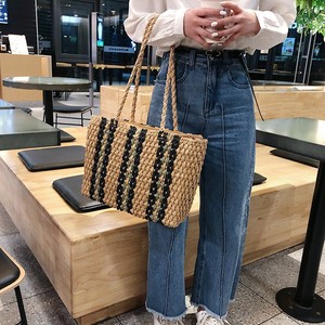 Sac à main tissé en <span class=keywords><strong>osier</strong></span> pour femmes, sacs en paille de plage, fourre-tout décontracté en rotin pour dames, grande capacité, nouvelle collection - Product Image 6