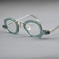 Montures de lunettes pour hommes en acétate transparent noir à motif léopard, faites à la main et robustes