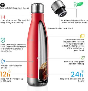 Botella <span class=keywords><strong>de</strong></span> Agua Ecológica <span class=keywords><strong>de</strong></span> 17 oz, Botella <span class=keywords><strong>de</strong></span> Metal <span class=keywords><strong>de</strong></span> Acero Inoxidable con Aislamiento al Vacío, Termo para <span class=keywords><strong>Cola</strong></span> <span class=keywords><strong>de</strong></span> 500 ml - Product Image 4