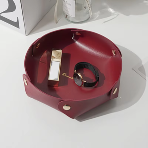 Plateau de rangement de bureau en cuir PU minimaliste avec logo personnalisé, organisateur multifonctionnel pour clés, bijoux, cosmétiques - Product Image 4