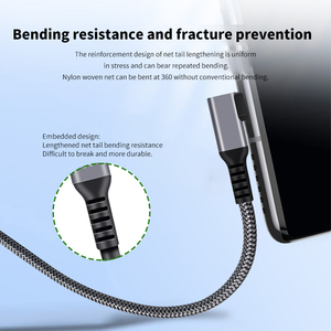 Usb Loại C L-Hình Dạng Bện VR Máy Ảnh Cáp 5 Mét Với 3A Nhanh Sạc Chức Năng Nylon Áo Khoác Cho Máy Tính - Product Image 6