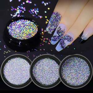 Nouvelles perles rondes miniatures 3D <span class=keywords><strong>effet</strong></span> sirène magique, caviar pour ongles réfléchissant avec <span class=keywords><strong>effet</strong></span> <span class=keywords><strong>bulle</strong></span> laser, en cristal de verre et strass - Product Image 1