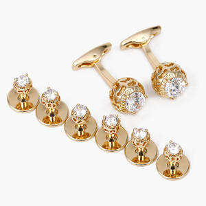 Boutons de manchette pour homme, zircon de haute qualité, luxe, boutons de manchette en or, boutons de manchette pour homme, coffret cadeau - Product Image 1