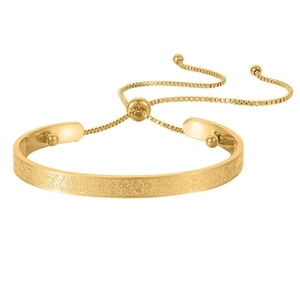 <span class=keywords><strong>Bracelet</strong></span> de mode en acier inoxydable plaqué or, à motif islamique arabe simple face, pour femmes, vente en gros - Product Image 4