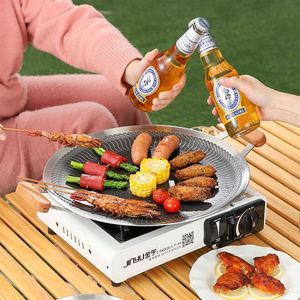 Grille <span class=keywords><strong>de</strong></span> <span class=keywords><strong>cuisson</strong></span> portable en acier inoxydable 304 pour barbecue, revêtement antiadhésif platine, faible émission <span class=keywords><strong>de</strong></span> fumée, double face, pour <span class=keywords><strong>camping</strong></span> en extérieur, compatible cuisinière à cassette - Product Image 1