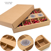 Boîtes en papier kraft jetables écologiques pour chocolats et biscuits, plateaux à emporter pour desserts, emballages alimentaires avec séparateurs pour collations