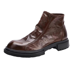 Botas de Tobillo de Cuero Genuino para Hombre, Primavera y Verano, Moda, Estilo Casual, con Cierre Lateral, para Exteriores - Product Image 5