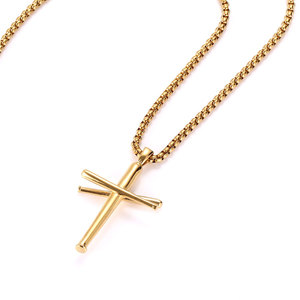 Men's Stainless Steel <b>Cross</b> Pendant Necklace Gold And Silver Hip Hop Style SP869 - Product Image 5