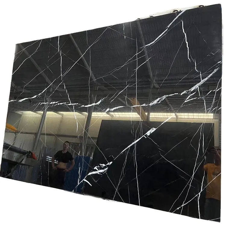 Marquina Black Marble Tile With White Veins tiles and slabs china supplier